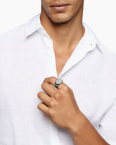 Chevron Signet Ring in Black Titanium with Diamonds, 18mm